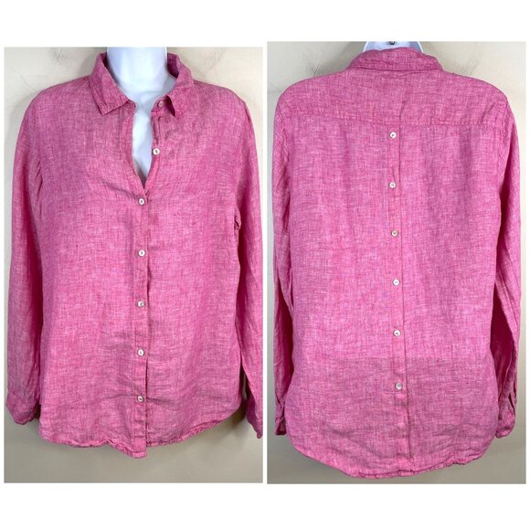 Sigrid Olsen Linen Beachy Coastal Top Size M Pink Vacation Travel Resort Preppy - Picture 1 of 13
